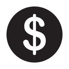 Bold white dollar sign inside a black circle