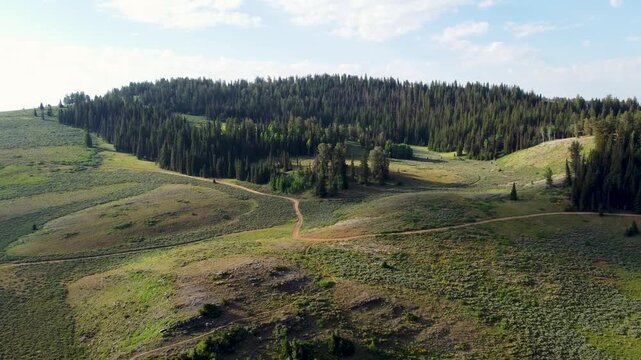 4k Aerial Hiking Summer views of Peter Sinks Logan Canyon Utah