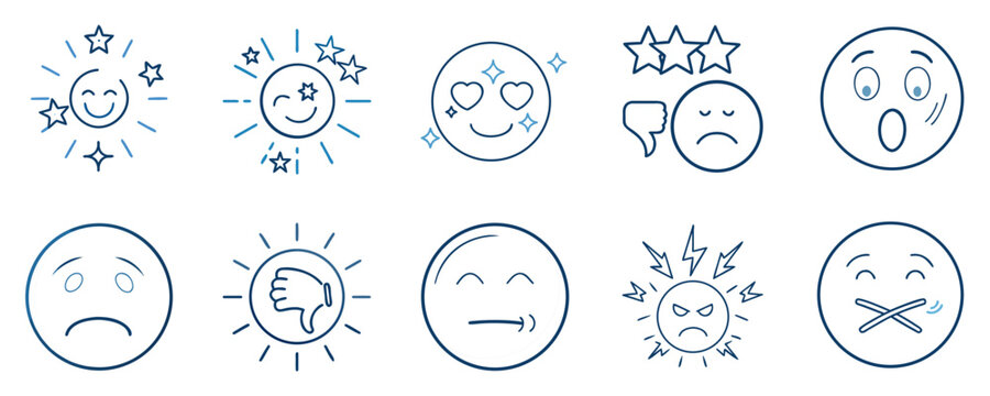 Emoticons depicting various facial expressions and emotions