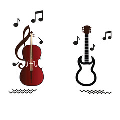 Electric guitar logo design illustration