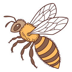 Cartoon Honey Bee &ndash; Stylized Insect Illustration with Wings and Striped Body