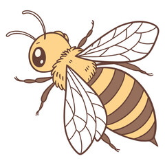 Cute Cartoon Bee – Stylized Flying Insect with Big Eyes and Transparent Wings