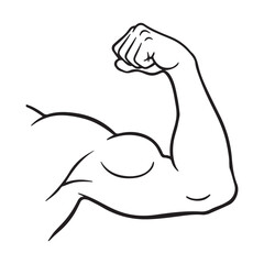 Simple line drawing of a flexed bicep muscle