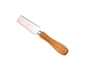 Cheese knife isolated on white background, close-up.