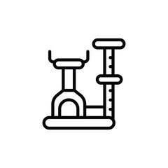 A black and white lineart illustration of a cat tree