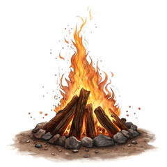 Bonfire & Campfire: Burning Logs, Outdoor Heat, Warmth, Camping Adventure on transparent background
