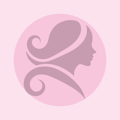  logo of a woman’s side profile with flowing hair, minimalist and elegant
