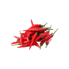 A vibrant pile of small bright red chili peppers showcasing their natural texture and fiery appearance against a stark black background