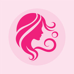  logo of a woman’s side profile with flowing hair, minimalist and elegant