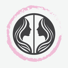  logo of a woman’s side profile with flowing hair, minimalist and elegant