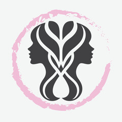  logo of a woman’s side profile with flowing hair, minimalist and elegant