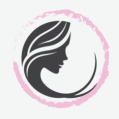  logo of a woman’s side profile with flowing hair, minimalist and elegant