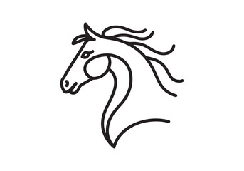 Elegant Horse Head Line Art Vector – Minimalist Horse Outline Drawing Design