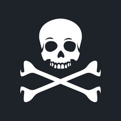 Human skull icon. Pirate skull with crossbones