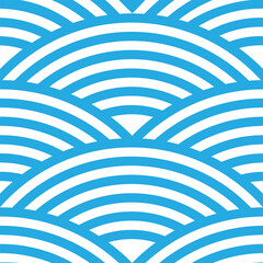 Japanese traditional Seigaiha seamless pattern. Blue scallops print. Fish squama or dragon scale. Sea or ocean waves