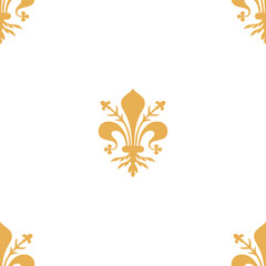 Seamless pattern, background with traditional Itallian Florence symbol the fleur de lis. Elegant luxury pattern