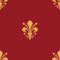 Seamless pattern, background with traditional Itallian Florence symbol the fleur de lis. Elegant luxury pattern