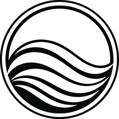 Wave circle logo ocean sea water nature design abstract symbol graphic line