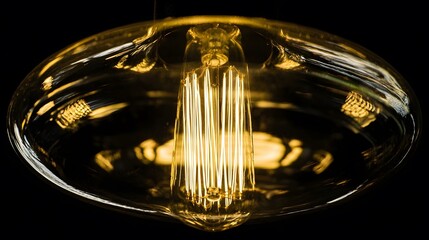 filament. An illuminated light bulb representing a creative idea, with a glowing effect against an abstract background. product launch decks.
