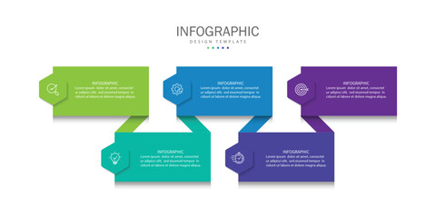5 Elements Infographic design template. Presentations, Reports, Banners, Posters, Strategies, and Plans. Vector illustration.