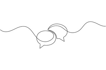 Speech bubble  message icon continuous one line drawing of minimalist thin line vector illustration