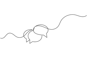 Speech bubble  message icon continuous one line drawing of minimalist thin line vector illustration