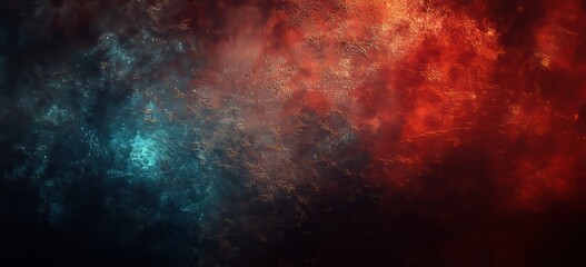 Obraz premium The design features a grainy background with a blue and red abstract glowing color shape set against a dark and noisy banner or poster header backdrop