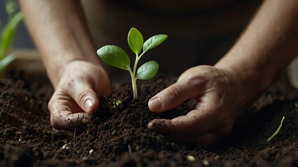 young plant in hands
