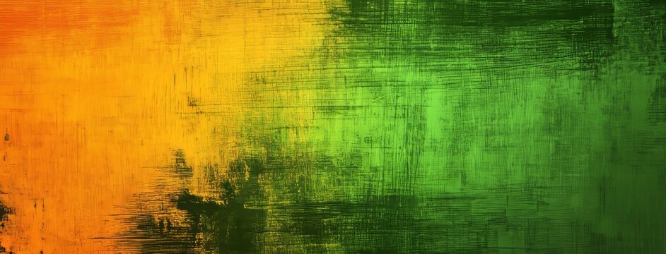 A dark and noisy abstract design defines the poster header or backdrop, set against a grainy background that prominently features orange, teal, and black