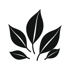 Bay Leaf Silhouette Vector Illustration of Aromatic Spice Plant Leaves for Design.