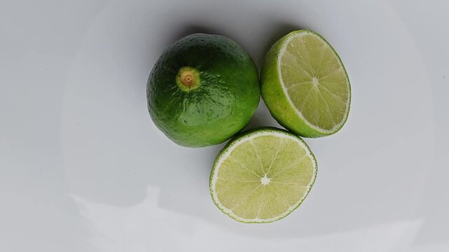 Lemon slices on wite background