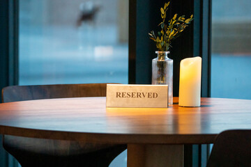 Reserved table in a restaurant, cafe