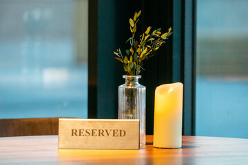 Reserved table in a restaurant, cafe