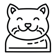 A simplistic line drawing of a happy cat with a wide face and minimal details