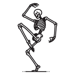 Obraz premium Spooky dancing skeleton icon funky groovy move skeleton character with articulated limbs and rib cage ready for halloween or fun themed designs