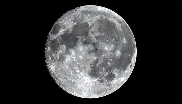 Detailed Full Moon Close Up View Against A Black Sky Reflecting Lunar Light Lunar Landscape Detailed Lunar Surface Lunar Craters Astronomy Sky Exploration - Powered by Adobe