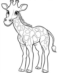 Fototapeta premium Coloring for children and adults, coloring of the animal world, giraffe.