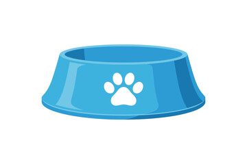 Fototapeta premium Blue pet food bowl with paw print icon isolated on white background
