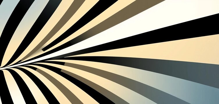 Abstract geometric black and white radiation pattern, digital vector illustration,  seamless,  monochrome - Powered by Adobe