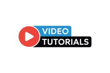 Video tutorials logo with play button and text on white background
