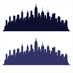 Obraz premium Dark blue city skyline silhouettes buildings architecture