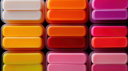 Soap Factory, Colorful arrangement of scented soap bars showcasing various hues, perfect for product displays or lifestyle imagery in home decor.