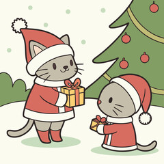 santa claus and christmas tree