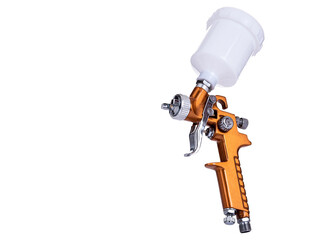 Professional Spray Gun Isolated on White Background - Industrial Painting and Coating Equipment, ideal for industrial design, woodworking, automotive painting, coating tools, and DIY equipment visuals