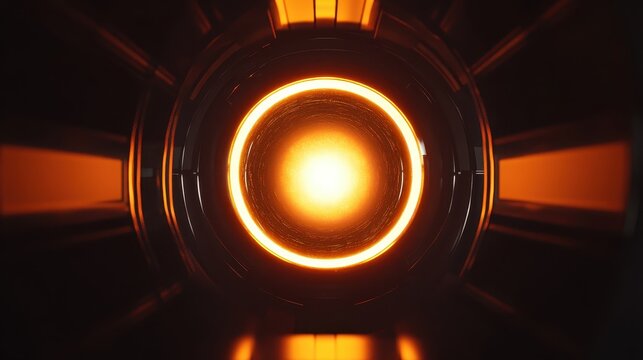 Close up of a glowing mass spectrometer ionization chamber