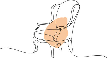 Elegant armchair with peach accent furniture interior