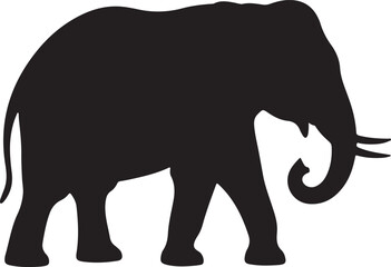 Obraz premium Black silhouette of an elephant walking on a white background animal
