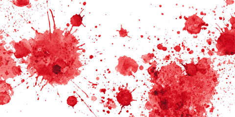 Set of Red blood splashed isolated on white background. Set of blood stains	