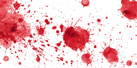 Set of Red blood splashed isolated on white background. Set of blood stains	