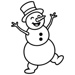 Cheerful Snowman Illustration for Winter Holiday Season and Festive Celebrations Featuring Top Hat Carrot Nose and Joyful Expression Perfect for Christmas Cards Decorations and Educational Materials